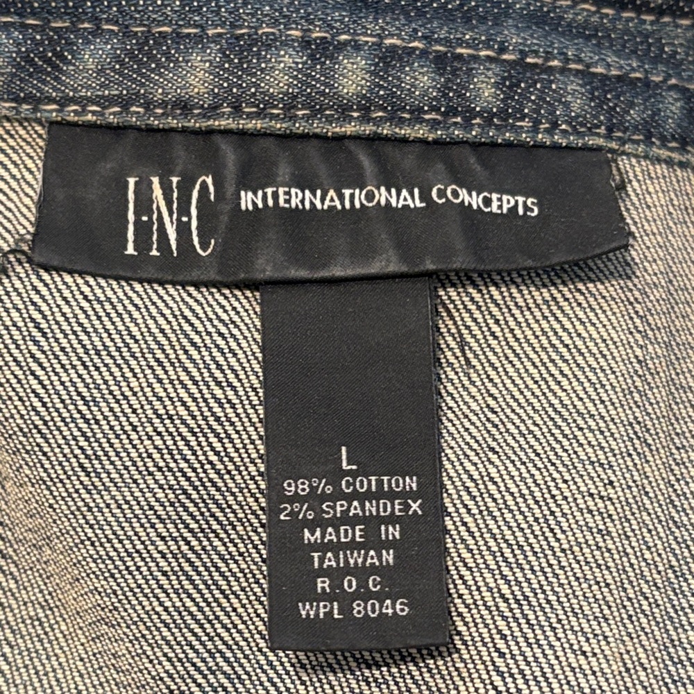 INC Ruffled Dark Denim Jacket - Women Size Large - Picture 6 of 12